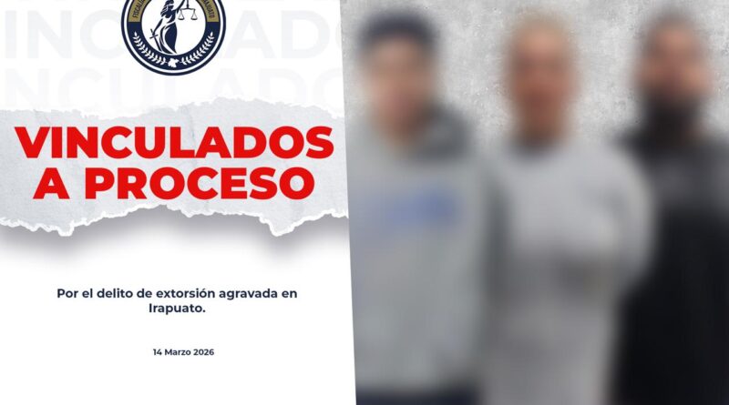 Juez vincula a proceso a tres presuntos extorsionadores de comerciantes en Irapuato.