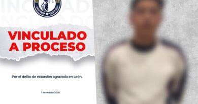 Elementos de la fiscalía detienen a presunto extorsionador de comerciantes en León.