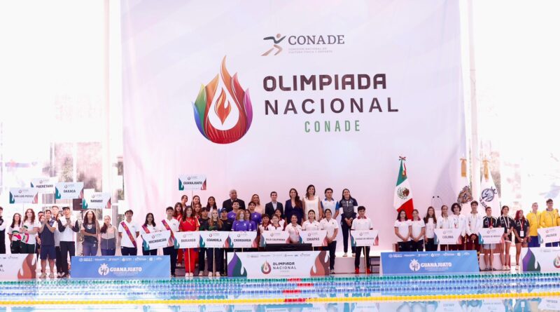 Gobernadora de Guanajuato inaugura las actividades de la Olimpiada de Natación en Guanajuato.